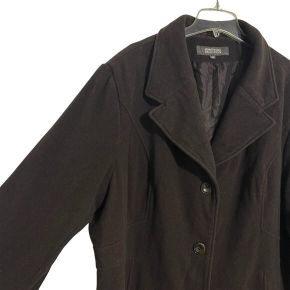 Kenneth Cole Reaction Wool Blend Overcoat Plus Size 24 Dark Brown Classic Fall - Picture 2 of 11